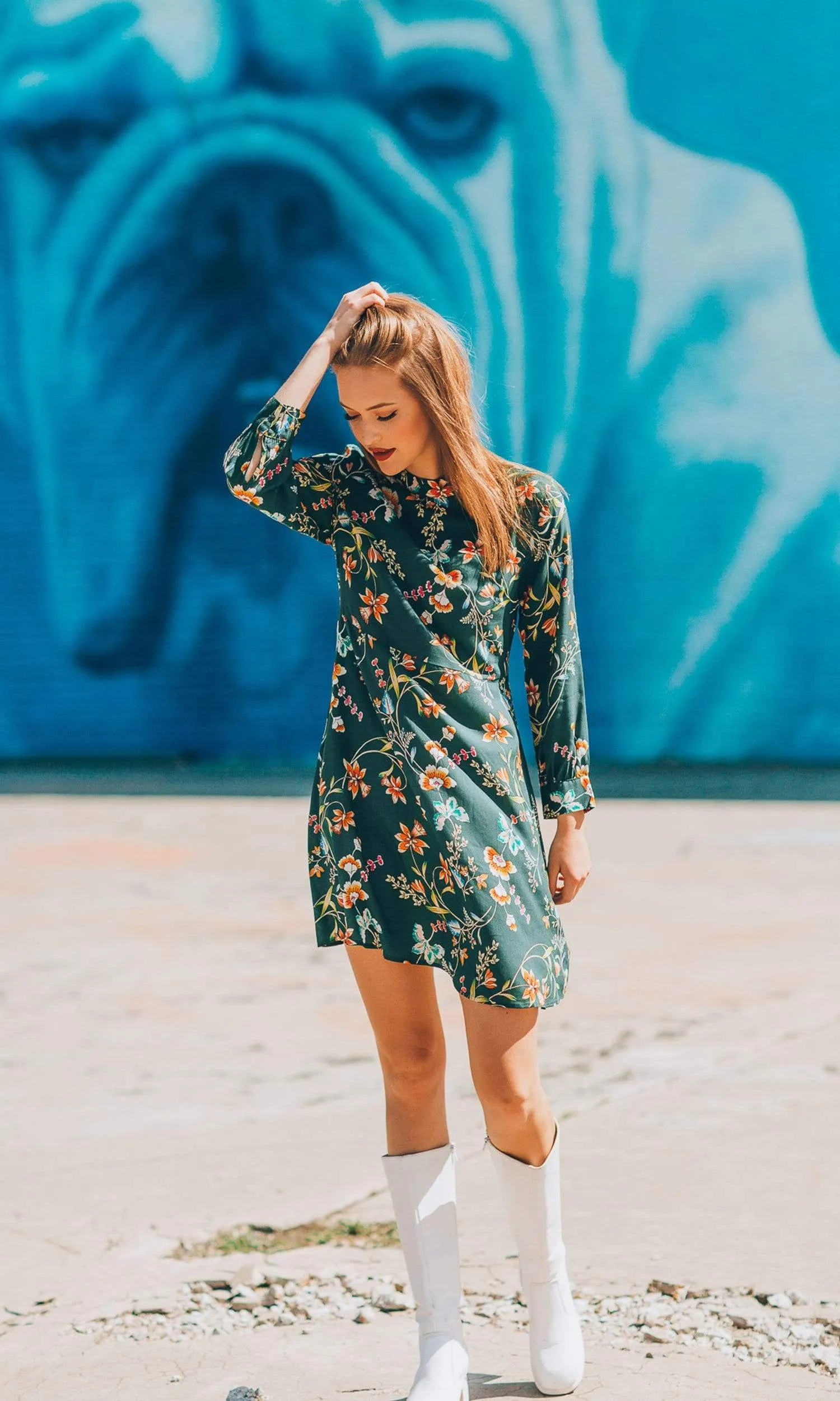 Velvet by Graham & Spencer Juliet Printed Floral Mock Neck Dress